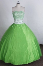 Exquisite Ball gown Sweetheart neck Floor-Length Beading Spring green Quinceanera Dresses Style FA-Y-209