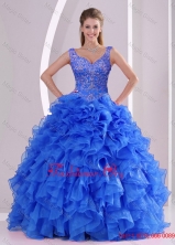 Exquisite Beading and Ruffles Royal Blue Sweet 16 Dresses  QDDTA6001-3FOR