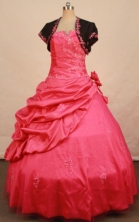 Fashionable Ball Gown Strapless Floor-length Red Appliques Quinceanera dress Style FA-L-276