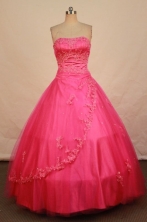 Fashionable Ball Gown Strapless Floor-length Rose Pink Beading Quinceanera dress Style FA-L-277