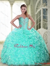 Modest Sweetheart Brush Train Apple Green Quinceanera Dresses with Beading SJQDDT74002FOR