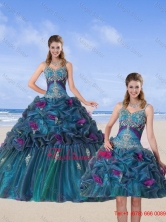 Multi Color 2015 Quinceanera Gown with Hand Made Flower and Pick Ups  QDZY321TZFOR