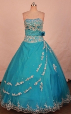 New Ball Gown Strapless Floor-length Teal Beading  Quinceanera dress Style FA-L-309