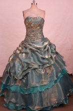 Perfect Ball Gown Strapless Floor-length Gray Taffeta Appliques Quinceanera dress Style FA-L-341