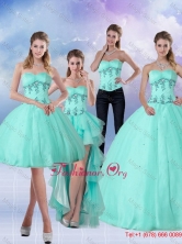 Pretty Apple Green Sweetheart 2015 Quinceanera Dress with Appliques and Beading QDZY590TZA2FOR