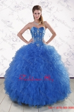 Pretty Royal Blue 2015 Quinceanera Dresses with Appliques and Ruffles XFNAO804FOR