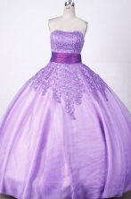 Romantic Ball Gown Strapless Floor-length Lilac Beading Quinceanera dress Style FA-L-003