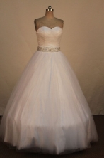 Simpel Ball Gown Sweetheart Neck Floor-Length White Beading Quinceanera Dresses Style FA-S-267