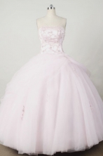 Sweet Ball Gown Strapless Floor-length Light Pink Organza Beading Quinceanera dress Style FA-L-047