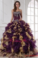 Sweetheart Beading and Ruffles Organza Multi-color Quinceanera Dress FFQD04FOR