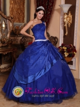 To Seller Royal Blue Quinceanera Dress With One Shoulder Neckline ball gown For Spring In Monte Chingolo Argentina Style QDZY395FOR