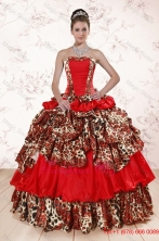 Unique Leopard Multi-color 2015 Quinceanera Dresses with Strapless XFNAO234FOR