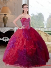 Unique Multi Color 2015 Quinceanera Gown with Beading and Ruffles QDDTC4002FOR
