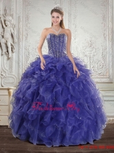 Wonderful Royal Bule Quince Dresses with Beading and Ruffles for 2015 XFNAO7751TZFXFOR