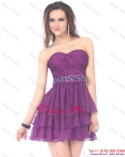 2016 Beautiful Sweetheart Mini Length Prom Dress with Sequins and Ruching WMDPD235FOR