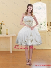 2016 Fashionable White Strapless Prom Dress with Embroidery XFNAO5789TZBFOR