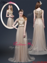 2016 Luxurious Brush Train Prom Dresses with Appliques and Bowknot YCPD030FOR