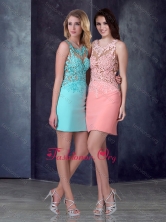 2016 Luxurious Column Short Prom Dress in Satin and Lace PME1970-1FOR
