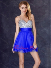 2016 Modern Sequined A Line Short Prom Dress in Royal Blue PME1948CFOR