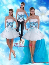 2016 Strapless White and Blue Prom Dress with Appliques and Beading TXFD09030137TZB1FOR