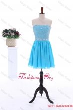 2016 Summer Short Strapless Prom Dresses with Beading in Baby Blue DBEES085FOR