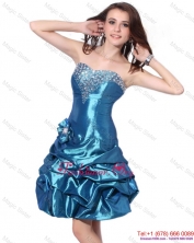 Beading Strapless Prom Dresses with Pick Ups and Hand Made Flower WMDPD065FOR