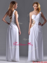 Beautiful Cut Out Waist One Shoulder White Prom Dress with Beading THPD244FOR