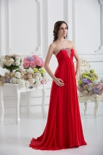 Beautiful Strapless Empire Beading Ruching Prom Dress in Red FVPD224FOR