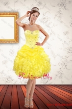 Beautiful Sweetheart Beaded and Ruffled Yellow Prom Dresses for 2016 Spring XFNAOA03TZBFOR