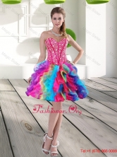 Classical Beading and Ruffles Organza 2016 Prom Dress in Multi Color QDDTA63003FOR