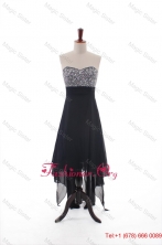 Custom Made Empire Strapless Beaded High Low Prom Dresses in Black DBEES201FOR