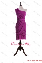 Custom Made Ruching and Belt Short Prom Dresses in Fuchsia DBEES250FOR