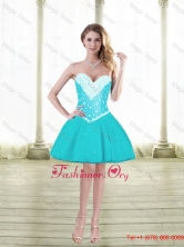 Cute Ball Gown Sweetheart Prom Dresses with Beading in Aqua Blue SJQDDT88003FOR