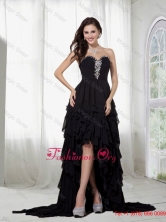 Elegant Chiffon Black Sweetheart High Low Beading Prom Dress MLXN028PSFOR