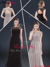 Elegant Empire Cap Sleeves Beading and Ruching Prom Dresses YCPD045FOR
