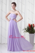 Elegant Empire Strapless Court Train Beading Lavender Prom Dress with Backless FFPD01013FOR