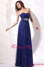 Elegant Empire Sweetheart Beading Floor length Chiffon Blue Prom Dress FFPD0460FOR