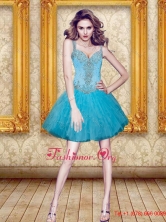 Excellent Beading and Ruffles Prom Dress in Aqua Blue SJQDDT27003FOR
