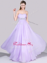 Exclusive Empire Button Up Beaded and Ruched Prom Dress in Lavender PME2024FOR