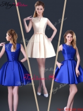 Fall Beautiful Short Bateau Prom Dresses with Bowknot and Beading YCPD028FOR