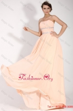 Fall Elegant Empire Strapless Champagne Chiffon Floor length Prom Dress with Beading FFPD0497FOR