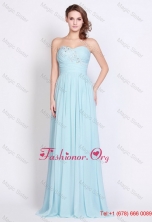 Fall Popular Light Blue Brush Train Prom Dresses with Side Zipper DBEE038FOR