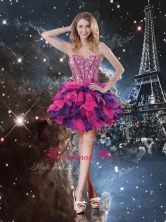 Fashionable Short Sweetheart Prom Dresses with Beading and Ruffled Layers for Fall QDDTA103003FOR