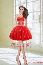 Hot Sale Ball Gown Sweetheart Appliques Red Prom Dresses for 2016 XFNAOA38TZBFOR