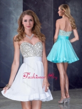 Hot Sale Short Sweetheart White Prom Dress with Beading in Organza PME1906FOR