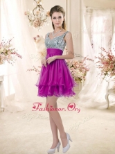 Hot Sale Straps Short Prom Fuchsia Dresses with Sequins BMT072-3FOR