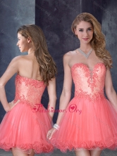 Laced Watermelon Red Prom Dress with Beading and Appliques PME1912FOR