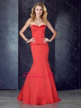 Mermaid Sweetheart Satin Red Prom Dress with Brush Train PME1927-2FOR