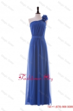 Most Popular Hand Made Flower One Shoulder Long Prom Dresses in Blue DBEES034FOR