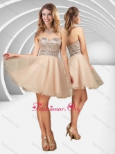 New Arrivals V Neck Champagne A Line Prom Dress with Sequins PME1980FOR 